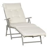 Lounge Chair Outdoor, Folding Patio Chaise Lounger, 360 lbs 7-Position Adjustable Back Outdoor Recliner with Cushion, Headrest for Garden