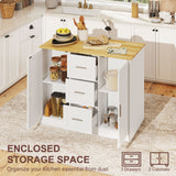 Kitchen Island with Storage Cabinets, 3 Drawers, 2 Adjustable Shelves and Sitting Space for Dining Room