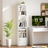 7-Tier Bookcase, Display Shelf Unit with Adjustable Shelf and Cabinet