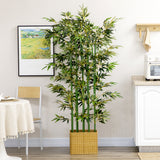 5ft Tall Artificial Bamboo Tree, Decorative Faux Plant with Pine Wood Base for Indoor Home Office Decor