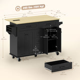 Kitchen Island Cart with Power Outlet & Drop Leaf, 55