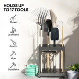 Garden Tool Storage Rack, Up to 16 Tools, Heavy-Duty Metal Yard Tool Organizer for Garage Organization and Storage