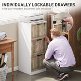 3 Drawer Filing Cabinet, Farmhouse File Cabinet with Lock, Adjustable Hanging Rails for A4 Letter Size Files