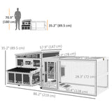 Wooden Chicken Coop, Rabbit Hutch with Large Run, Outdoor Poultry Cage with Nesting Box, Tray