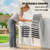 7 Piece Garden Dining Set, Garden Furniture Set with Rectangle Table and 6 Stackable Chairs