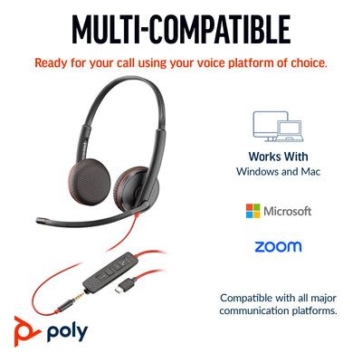 HP POLY BW 3225 USB-C HS Headset with USB-C/A Adapter