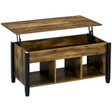 Table basse relevable, table basse moderne avec étagères de rangement et compartiment caché pour salon, 104 cm L