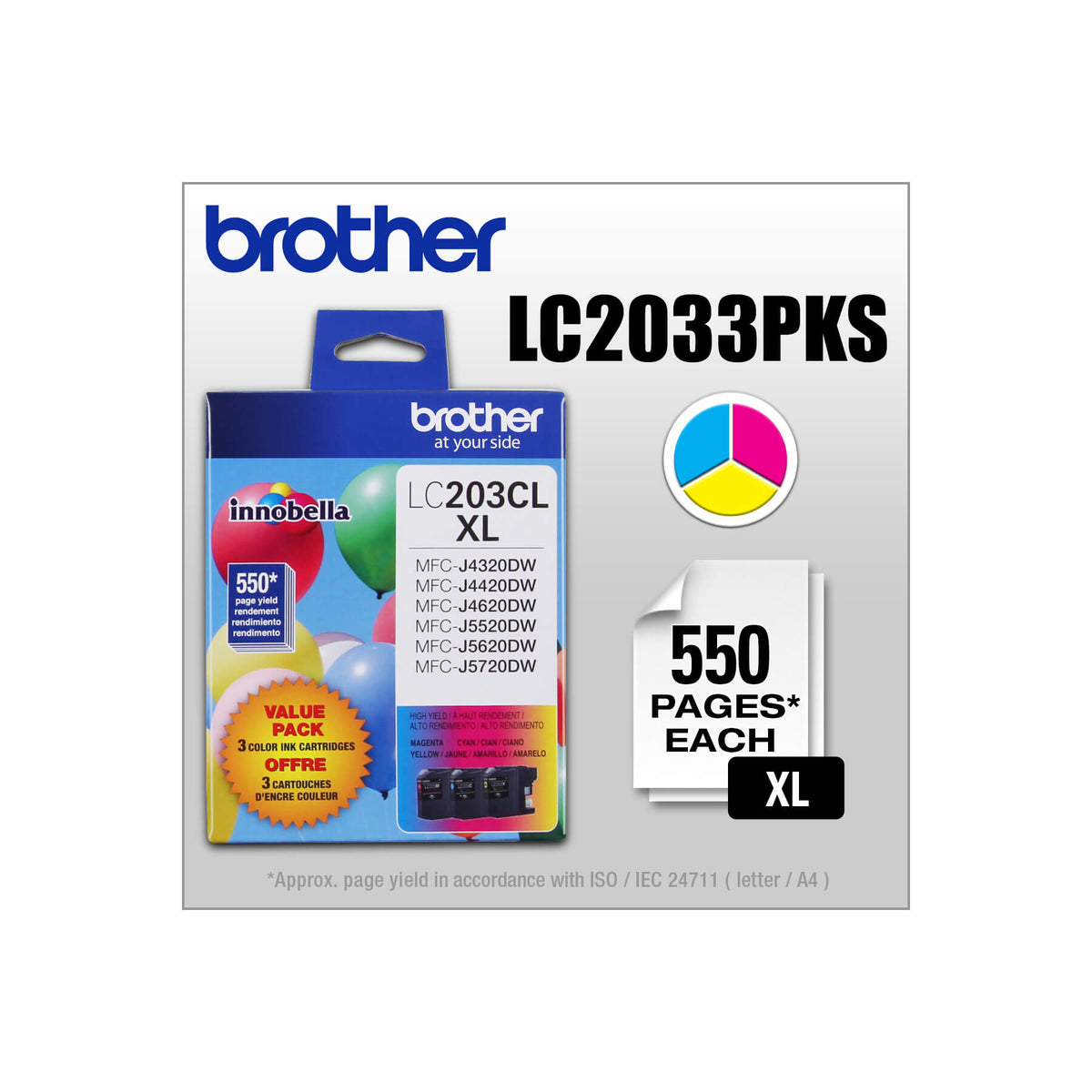 Brother LC-2033PKS XL Ink Cartridge Combo Pack