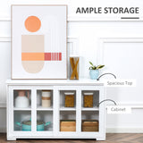 Modern Kitchen Sideboard, Stackable Storage Cabinet, Sliding Glass Door Console