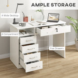 Bureau à domicile avec rangement, bureau informatique avec tiroir verrouillable et compartiment ouvert