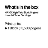 Cartouche de toner LaserJet noire authentique grande capacité HP 30X
