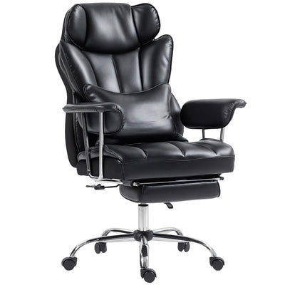 400LBS Massage Office Chair, Executive Office Chair with 6-Point Vibration, Footrest and Lumbar Support