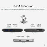 Plugable Technologies 8-in-1 USB C Hub for iPad with Stand, 100W Pass-