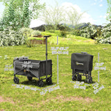 Petit chariot de jardin pliable pliant, chariot lourd pour pelouse avec roues universelles et poignée ajustable