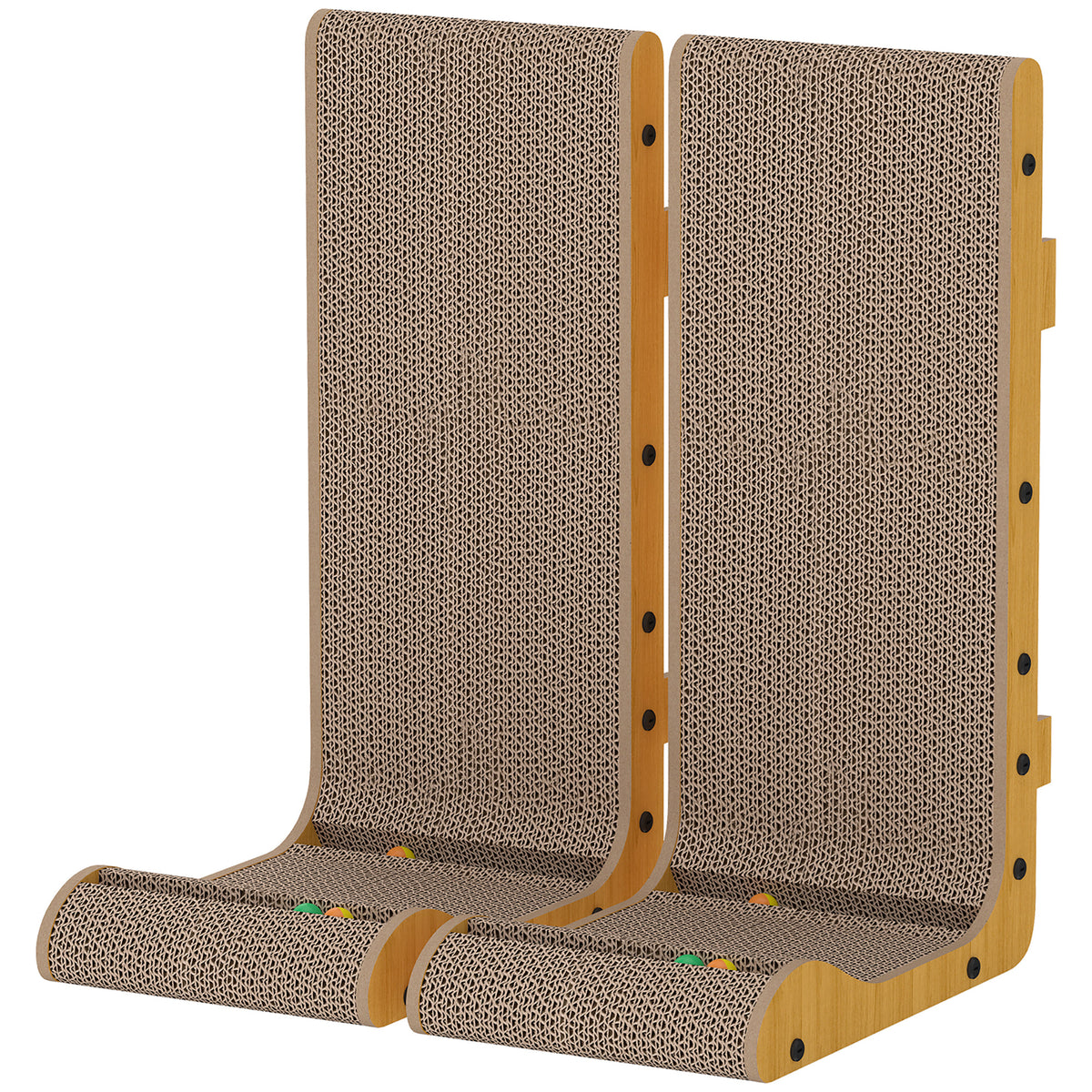 2PCS Cat Scratching Board L Shape Cat Scratcher Cat Scratching Pad with 3 Toy Balls