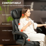 PU Leather Office Chair, Reclining Desk Chair with Footrest, Adjustable Headrest, Lumbar Support, Swivel Wheels
