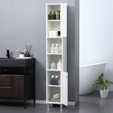Meuble de rangement haut de salle de bain avec miroir, colonne de salle de bain étroite et autoportante avec étagères réglables