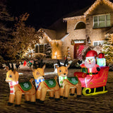 4.5ft Christmas Decoration with Santa Claus on Sleigh and 3 Deer Inflatable Santa Decor Built-in LED Lights Blow UP Decoration for Holiday Yard