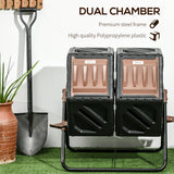 Composteur rotatif bac à compost double chambre 24 aérations jambes acier 34,5 gallons