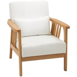 Fauteuil de salon rembourré avec cadre en bois d'hévéa, oreillers décoratifs et coussin confortable