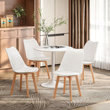 Round Dining Table Set for 4 with Pedestal Base, PU Padded Seats, for Small Space