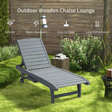 Adjustable Lounge Chair, Outdoor Patio Chaise Recliner with Pull-out Tray and 2 Wheels