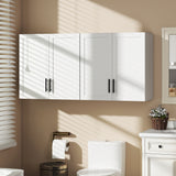 2-Piece Simple Medicine Cabinet Wall Mounted, Bathroom Wall Cabinet with 2 Doors and Adjustable Shelf Storage
