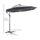 Parasol patio suspendu 10 pieds avec base, parasol jardin avec manivelle