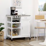 Rolling Kitchen Cart, Bar Cart on Wheels with Wine Rack, Drawer, Open Shelves, Kitchen Island with Storage