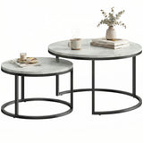 Tables basses gigognes modernes (lot de 2) avec piétement en métal pour salon, chambre, bureau