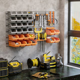 44PC Wall Mounted Storage Bins Parts Rack Kit with Storage Bins, Garage Plastic Organizer