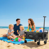 Chariot de jardin pliable pliant, chariot lourd pour pelouse avec roues universelles et poignée ajustable