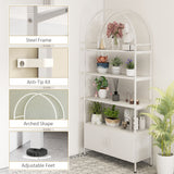 4-Tier Arched Shelving Unit with Cabinet, 31.5