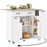 Kitchen Island on Wheels with Wood Drop Leaf, Rolling Kitchen Cart with Adjustable Shelf