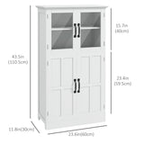 Modern Sideboard Cabinet, Freestanding Sideboards and Buffets with Glass Doors, 4-tier Shelving and Adjustable Shelves