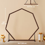 7FT Heptagon Wooden Wedding Arch with Triangular Base