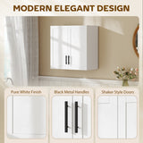 Simple Medicine Cabinet Wall Mounted, Bathroom Wall Cabinet with 2 Doors and Adjustable Shelf Storage