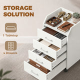 4-Drawer Vertical Mobile Filing Cabinet, File Cabinet with Lockable Wheels for Home Office