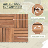 27 Pcs Tuiles de Terrasse Imbriquées en Bois, 12 x 12po Carrelage de Plancher Extérieur pour Usage Intérieur et Extérieur