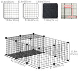Small Animal Cage with 16 Panels, Portable Metal Wire Pet Fence with Door