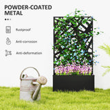 Raised Garden Bed with Trellis, Freestanding/Wall Mounted Metal Garden Box with Privacy Panel