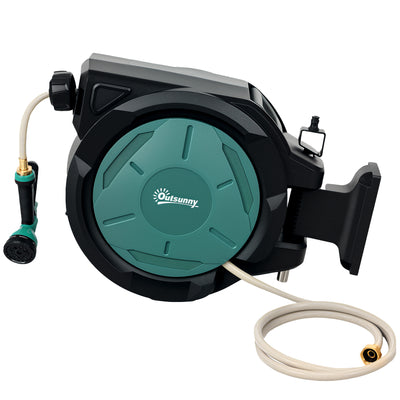 1/2 in x 100ft Wall Mounted Garden Hose Reel, Any Length Lock