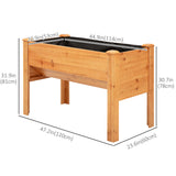 Wooden Raised Garden Plant Stand Outdoor Tall Flower Bed Box with Hooks, 48