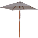6.6x5ft Square Market Parasol, Wooden Patio Umbrella with Tilt Mechanism and 6 Bamboo Ribs