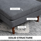 U Shape Couch with Double Chaise Lounge, Modern 4 Seater Sofa with Wooden Legs, Fabric Sofa for Living Room