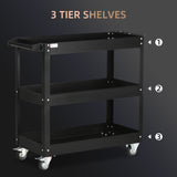 3 Tier Rolling Tool Cart with Wheels, 330 LBS Capacity Heavy Duty Utility Cart, Mobile Service Cart for Garage