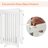 Free Standing Wooden Pet Gate Indoor Dog Barrier Foldable Step Over Doorway Fence Safety Gate with Open Door