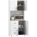 Buffet de cuisine autoportant avec vaisselier, organisateur de rangement avec 2 armoires à portes, 3 tiroirs et comptoir ouvert, étagère réglable pour garde-manger de salle à manger