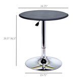 Modern Round Bar Table Adjustment Height Home Pub Bistro Desk Faux Leather Covered Wooden Top Chrome Base