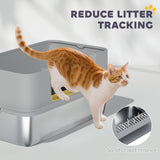 Stainless Steel Litter Box, XL High Sided Cat Litter Box with Scoop, 24